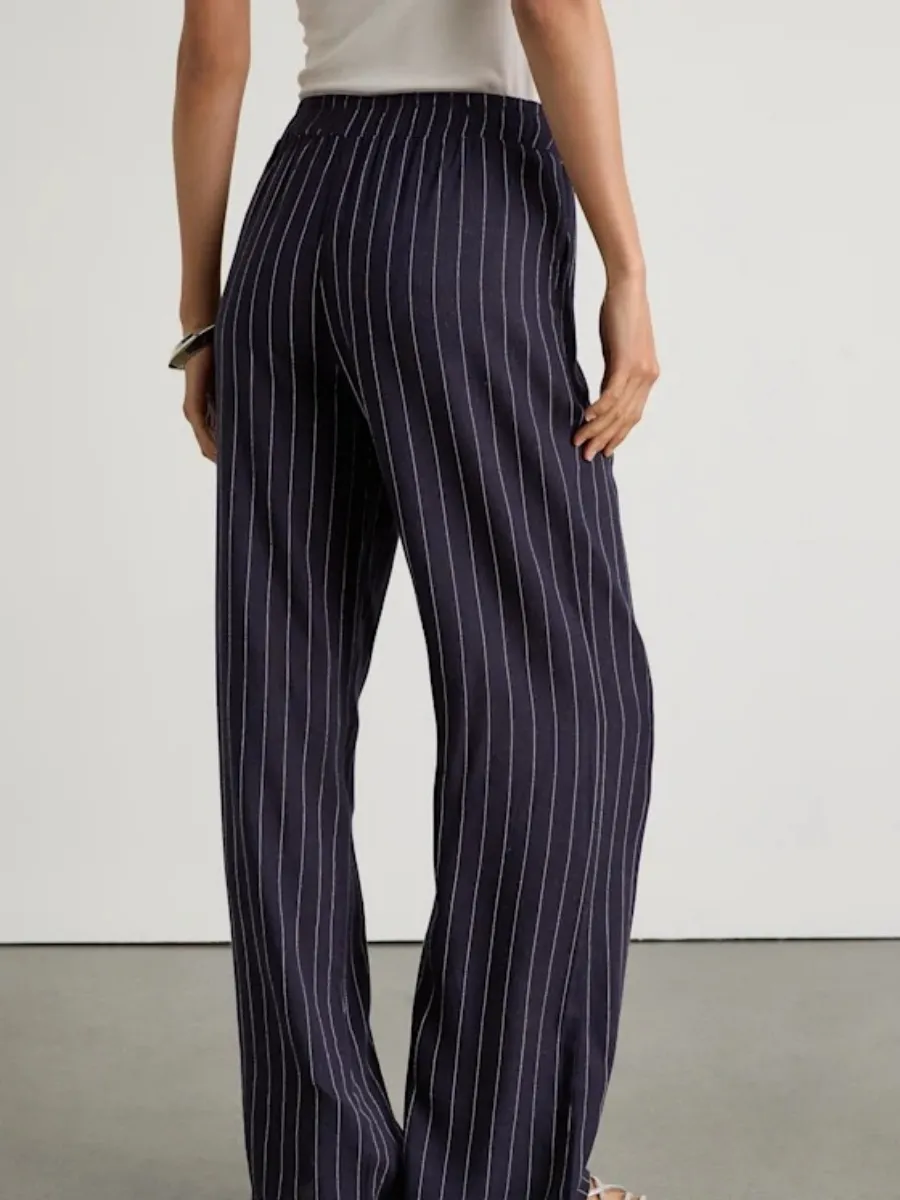 Pocketed Striped Pants