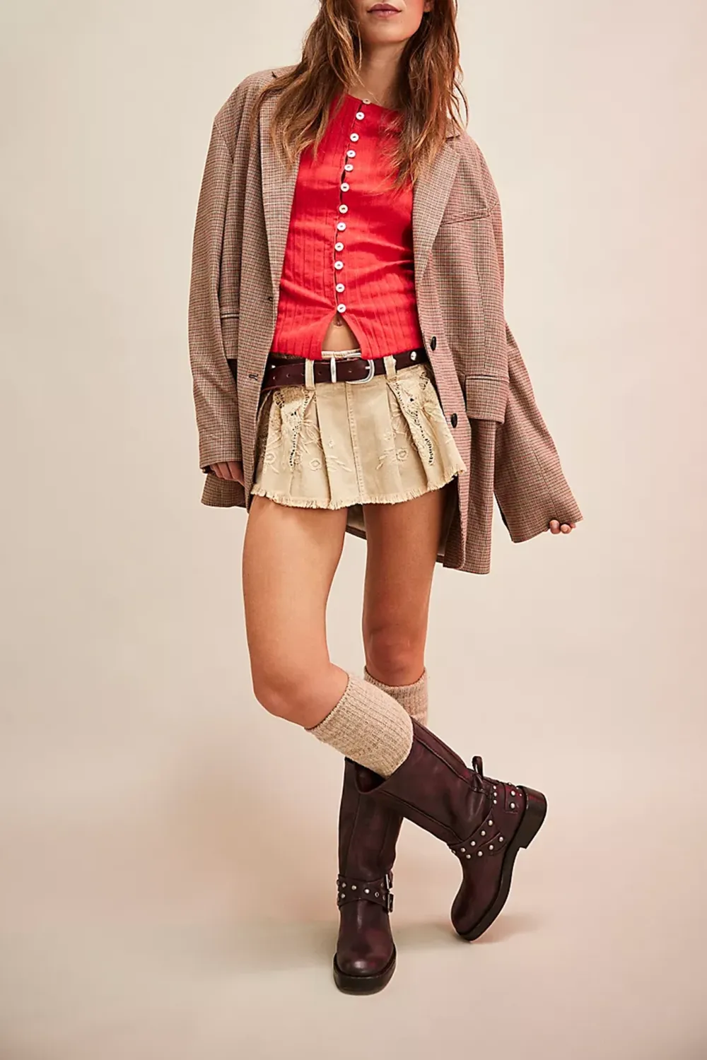 Ribbed Button Front Long Sleeve Top