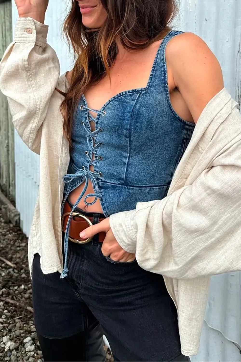 Chest Strap Denim Suspenders