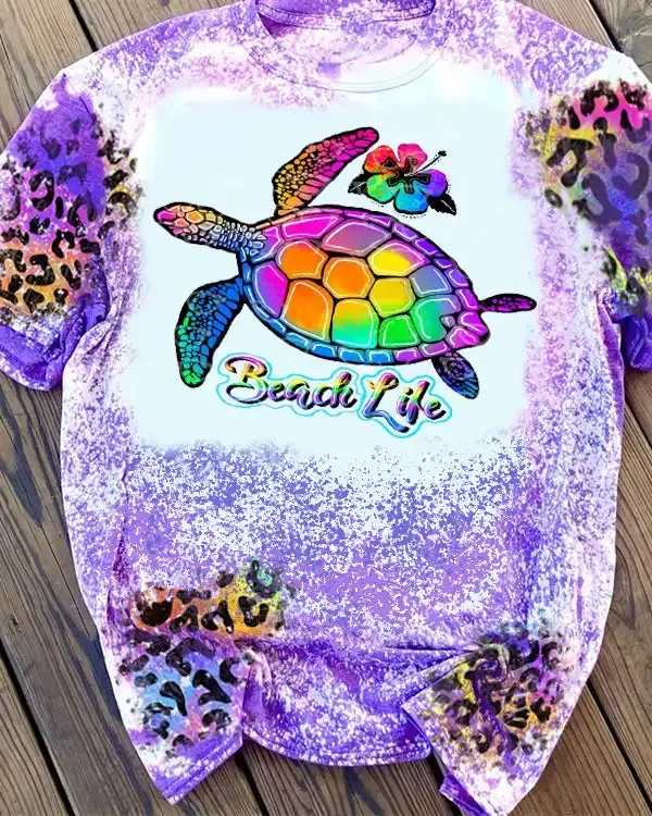Beach Life Turtle Bleached T-Shirt