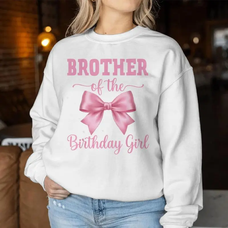 Brother Of Birthday Girl Coquette Bow Party Family Matching Women Sweatshirt