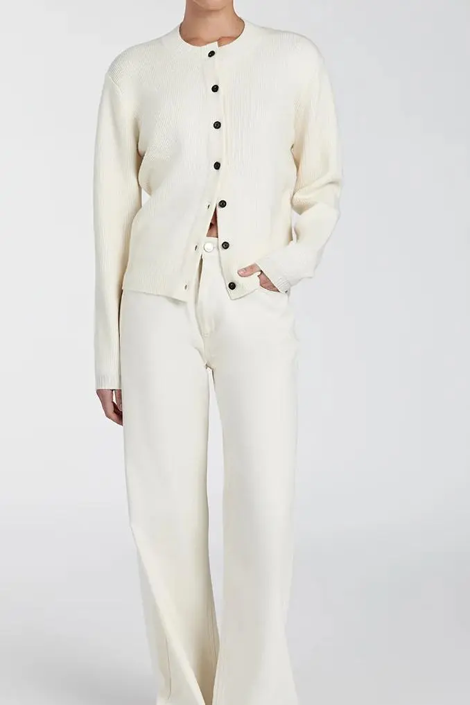 CREAM CASHMERE BLEND CARDIGAN