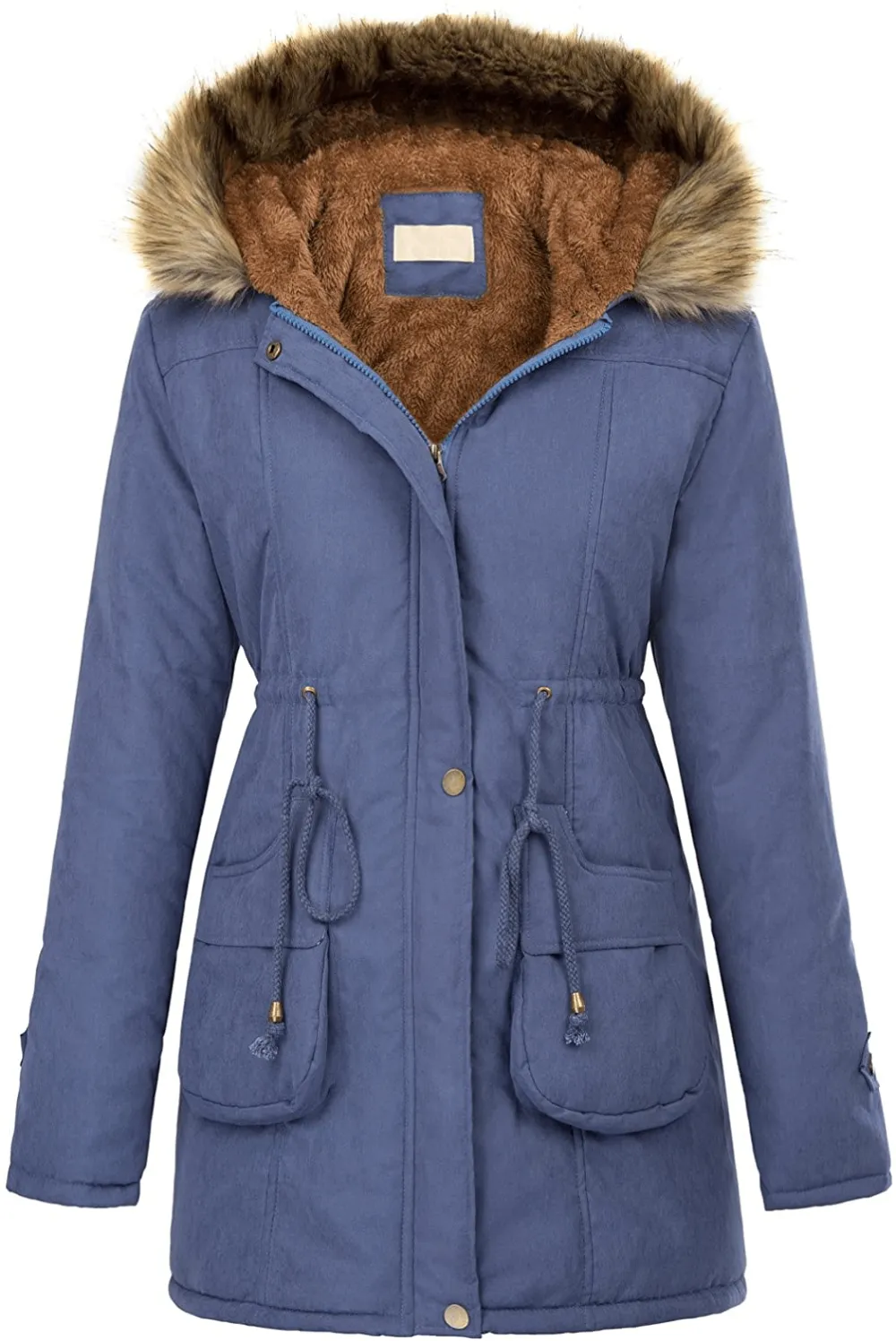 Women's Winter Coats Fleece Parkas Anoraks Hooded Military Jacket Coats M Black