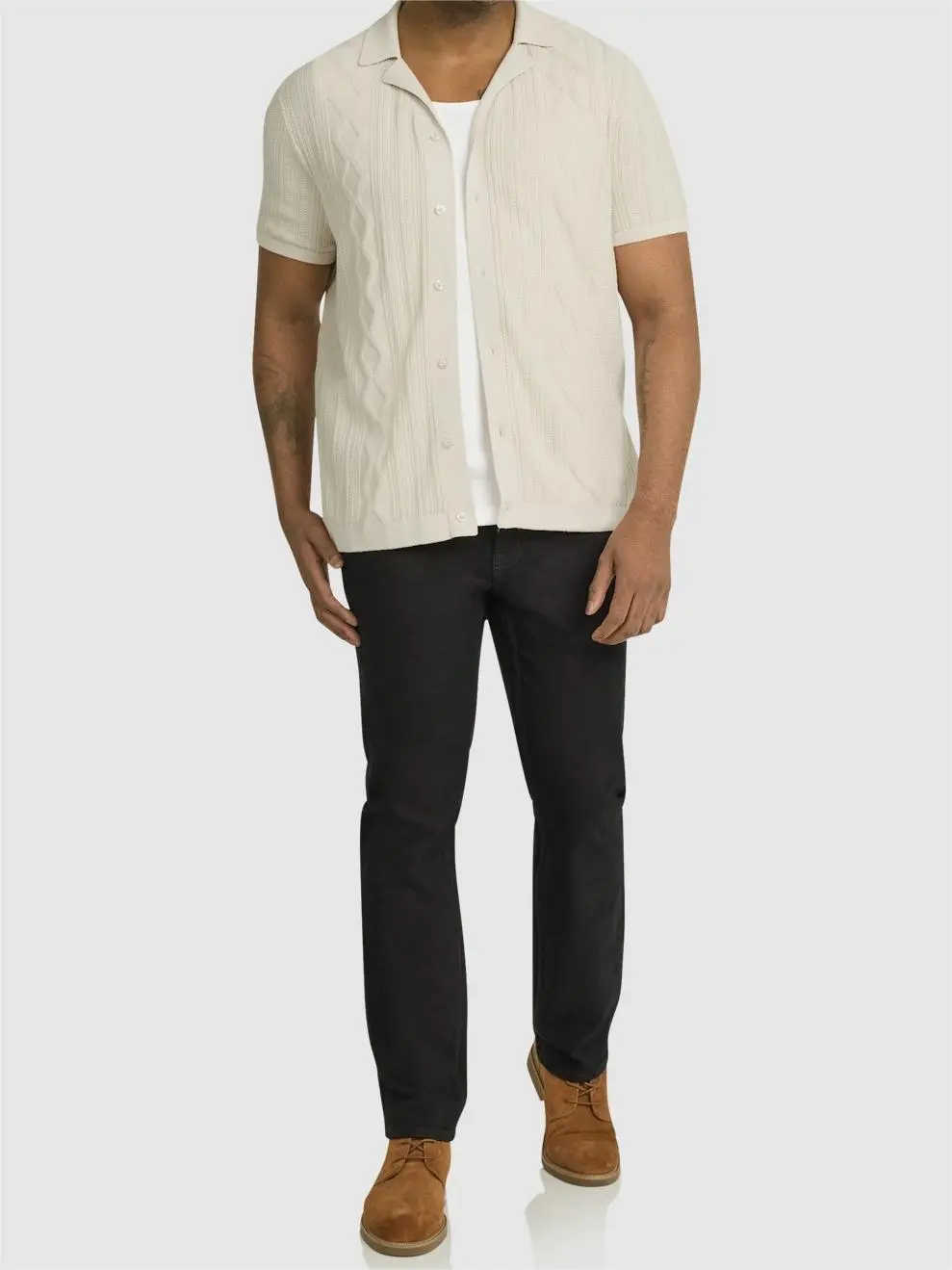 TEXTURE SHORT SLEEVE KNIT SHIRT