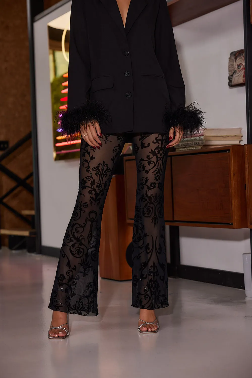 Black Velvet Flare Pants
