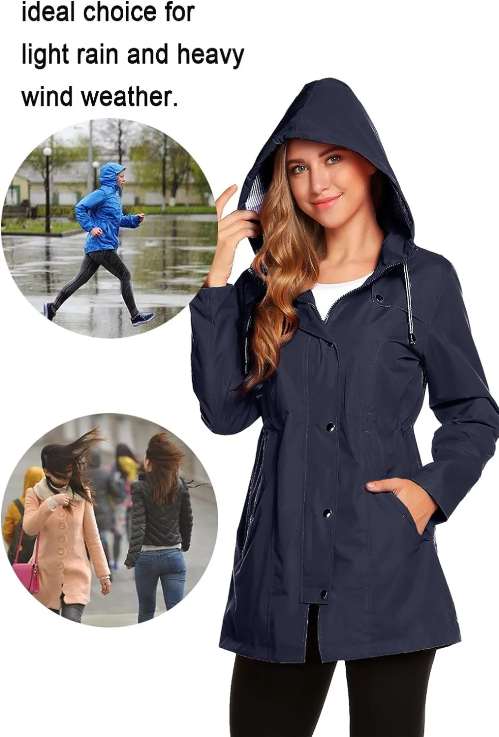 Womens Lightweight Hooded Waterproof Active Outdoor Rain Jacket S-XXL