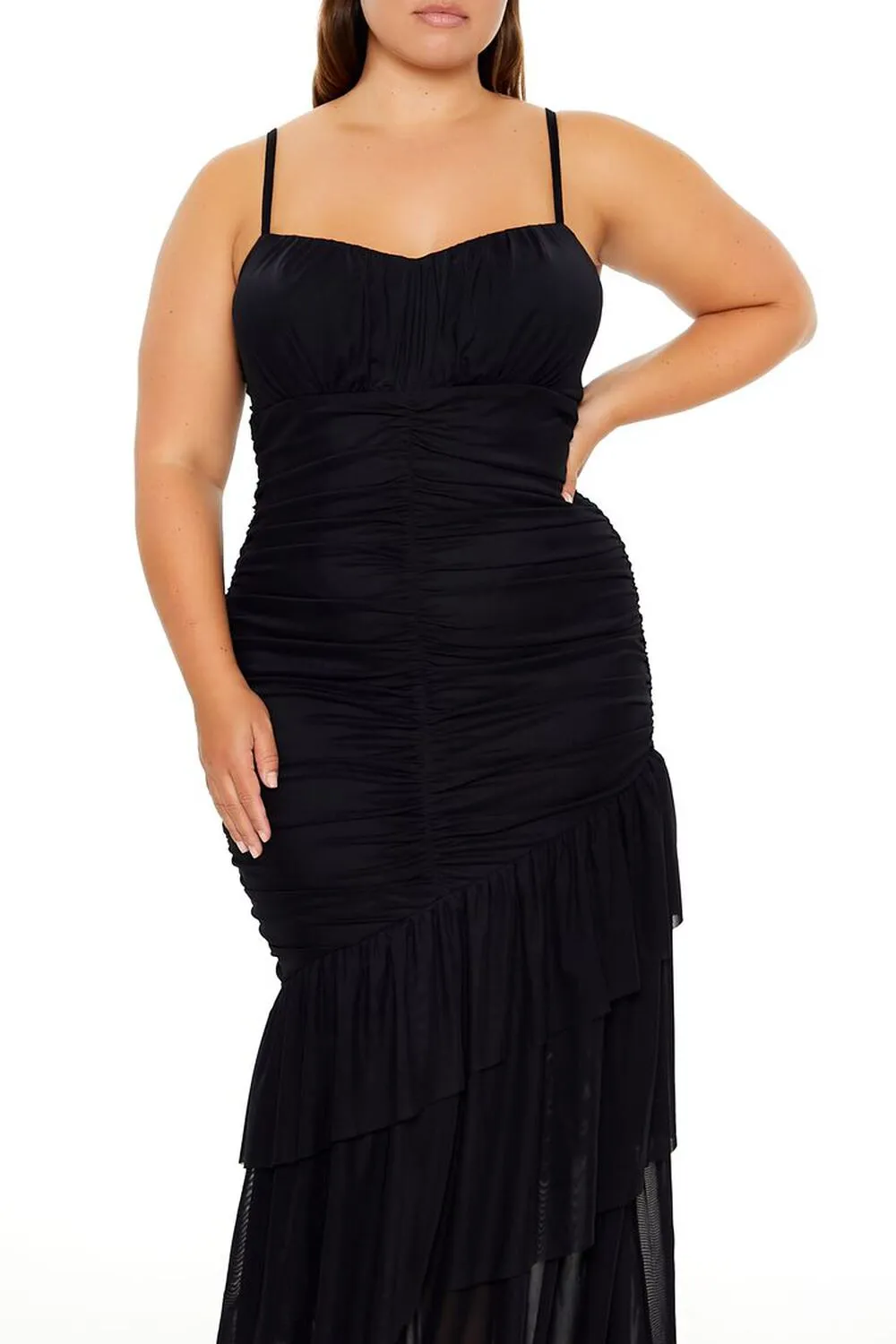 Plus Size Tiered Ruched Maxi Dress