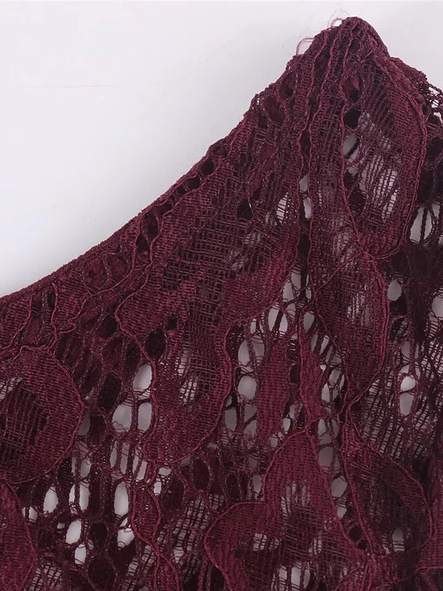 Women‘s Party Dress Lace Dress Knee Length Dress Pink Red Wine Dark Blue Red White Black Sleeveless Pure Color Lace Spring Summer Crew Neck Elegant 2022 XS S M L XL XXL XXXL