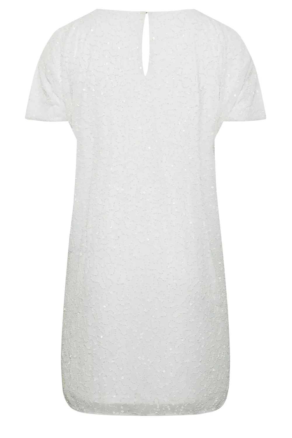 LUXE Curve White Sequin Hand Embellished Cape Dress