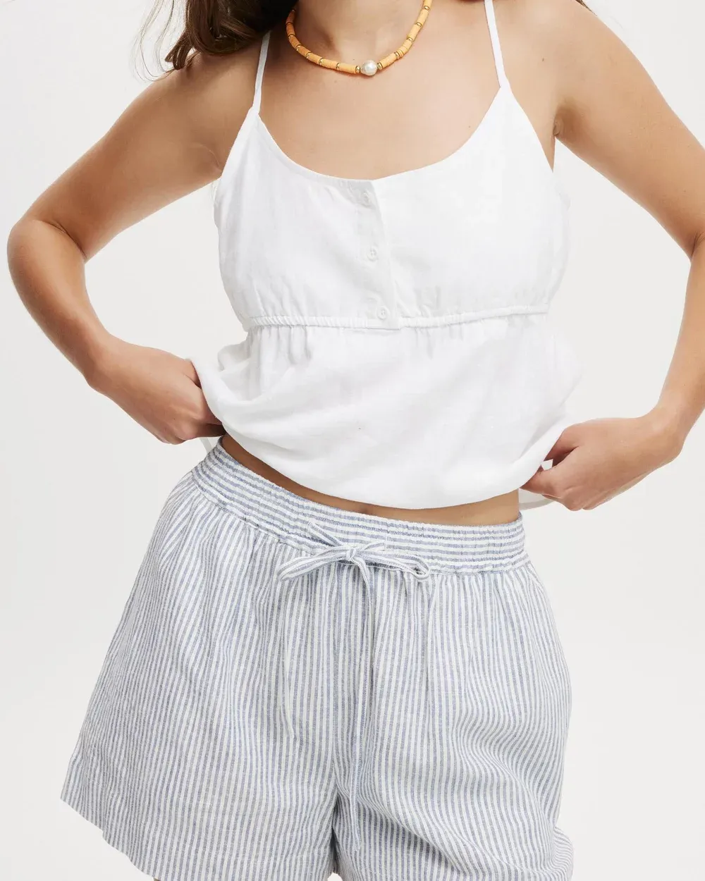 cotton and linen drawstring shorts