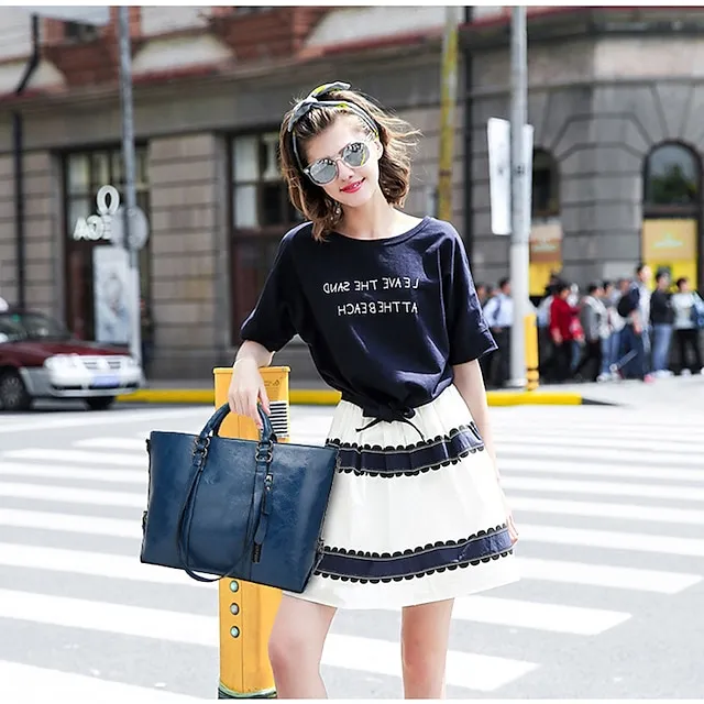 Women's Handbag Crossbody Bag Tote PU Leather Outdoor Office Shopping Zipper Large Capacity Solid Color Orange