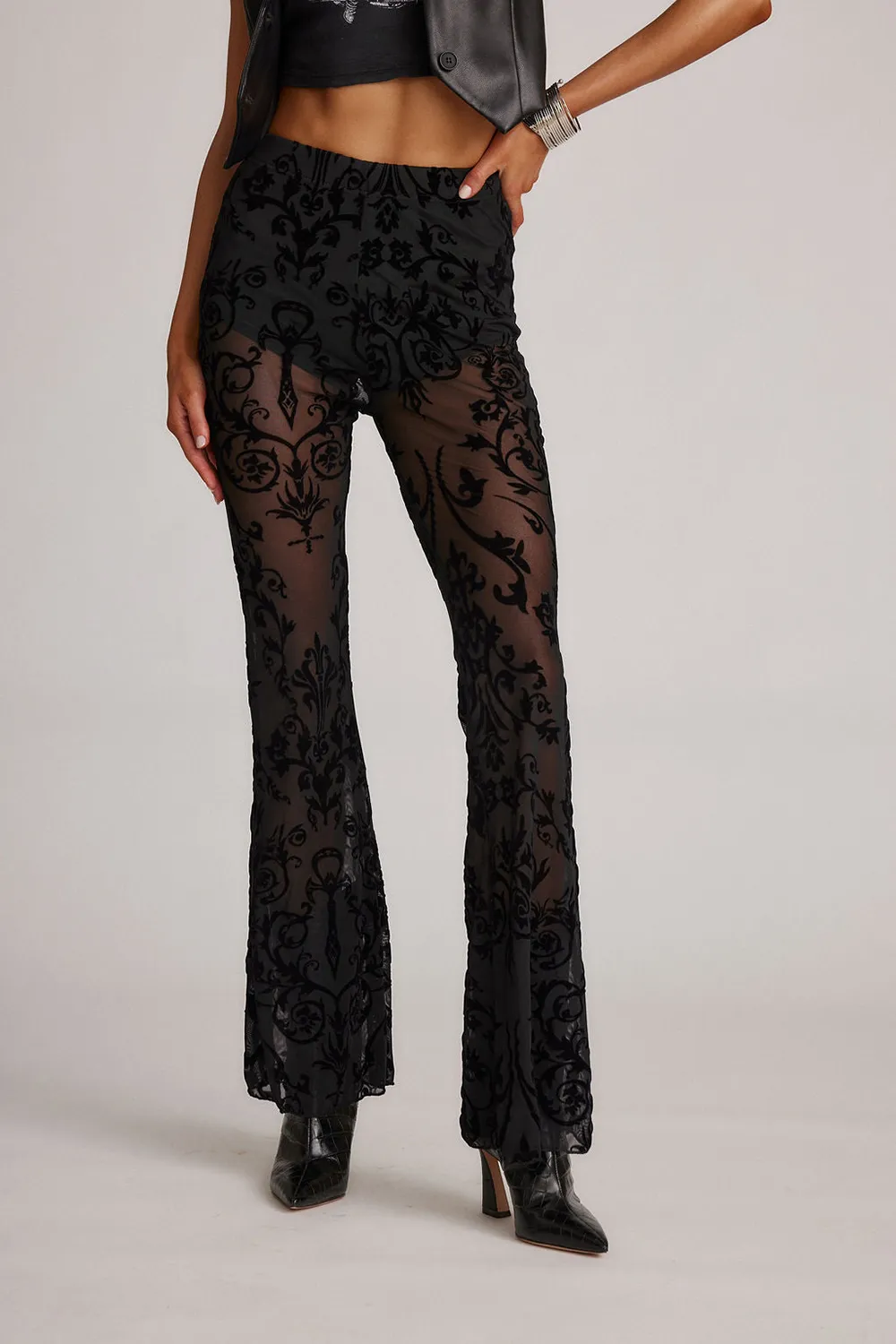 Black Velvet Flare Pants