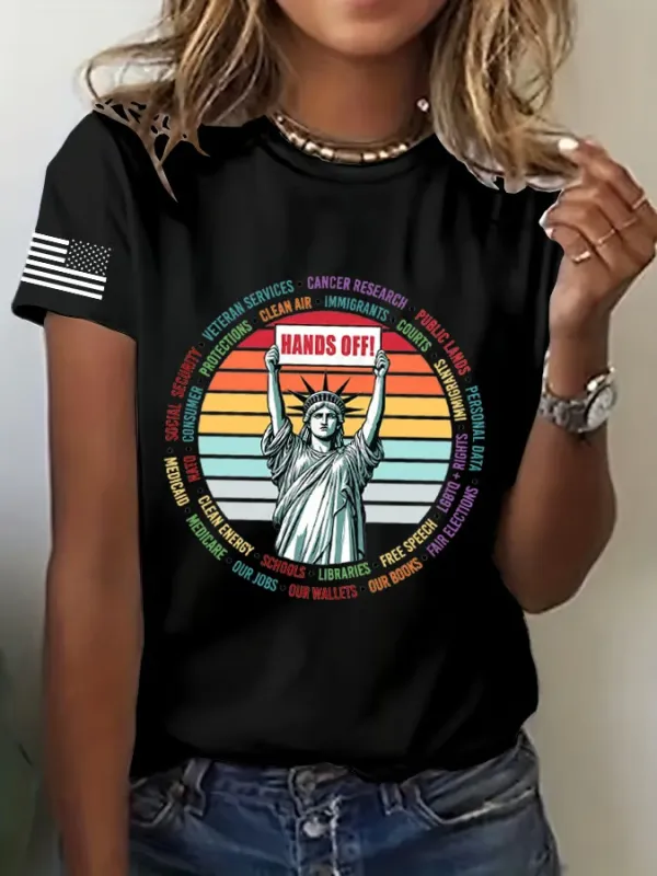 Women'S FDT “Hands Off ” Print Casual T-Shirt