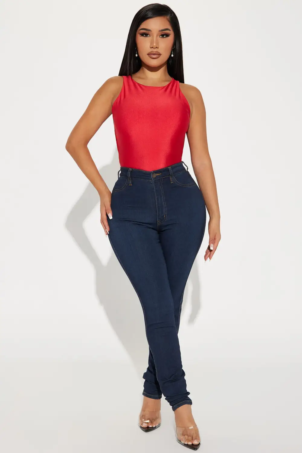 Holly Satin Bodysuit - Red