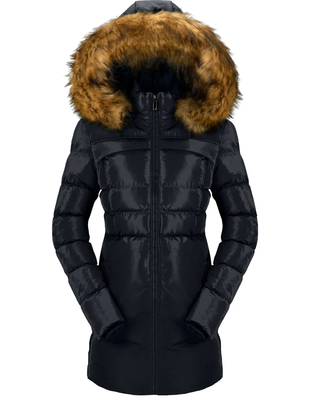 Women's Winter Puffer Coat Heavy Warm Long Parka Down Jacket with Fur Hood