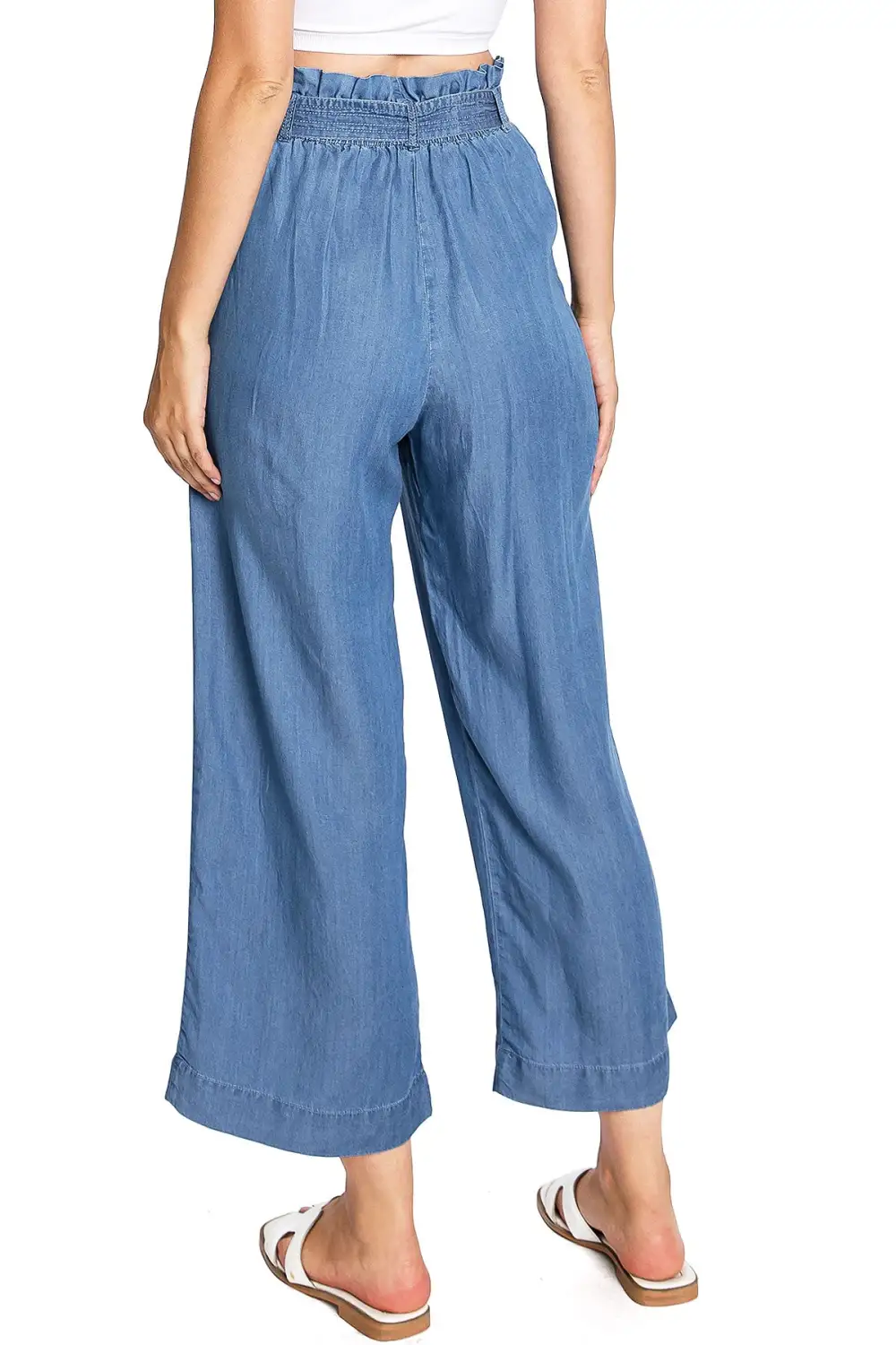 Light Blue High - Rise Drawstring Culottes