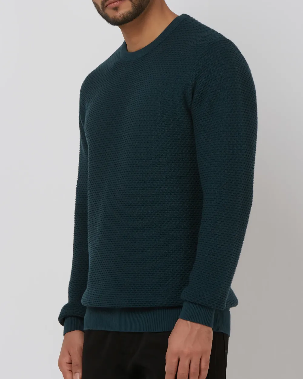 Comfortable Soft Daily Slim Teal Cotton Sweater