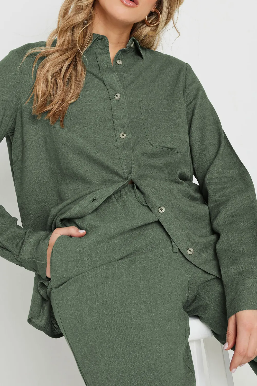 Solid Color Linen Shirt