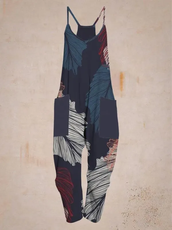 Casual Leaf Print Comfortable Jumpsuit