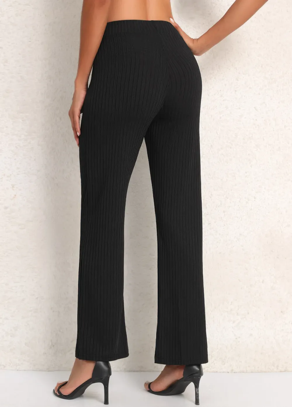 Elastic Waist High Waisted Black Pants