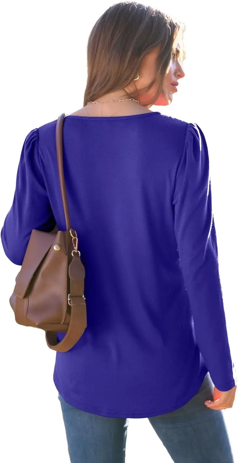 WIHOLL Blouses for Womens Dressy Casual 2024 Fall Tops Long Sleeve Shirts Loose Fit Tunics