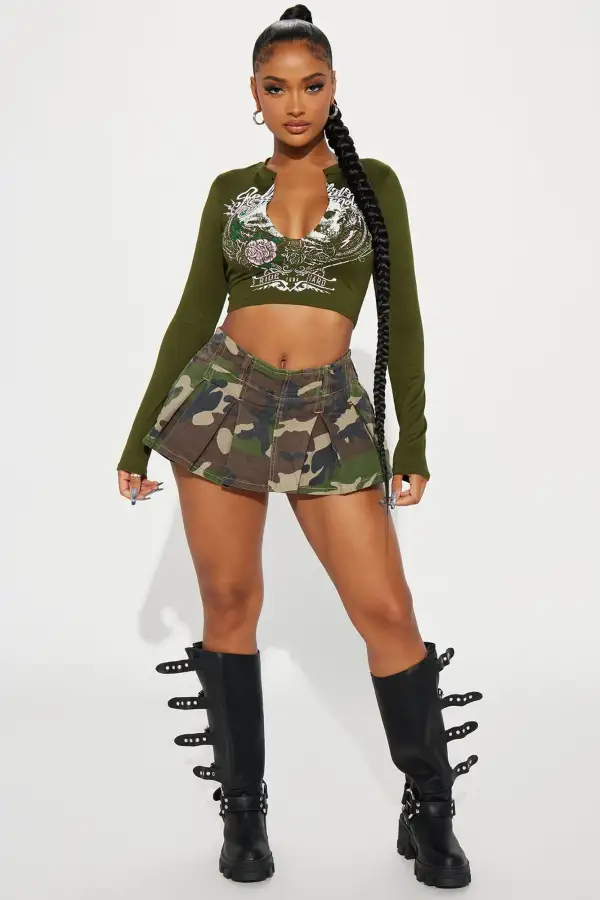 Rolling Thunder Long Sleeve Top - Olive