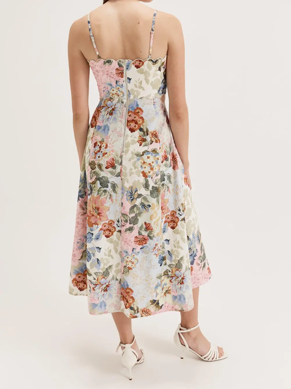 Hazy Floral Panelled Midi Dress
