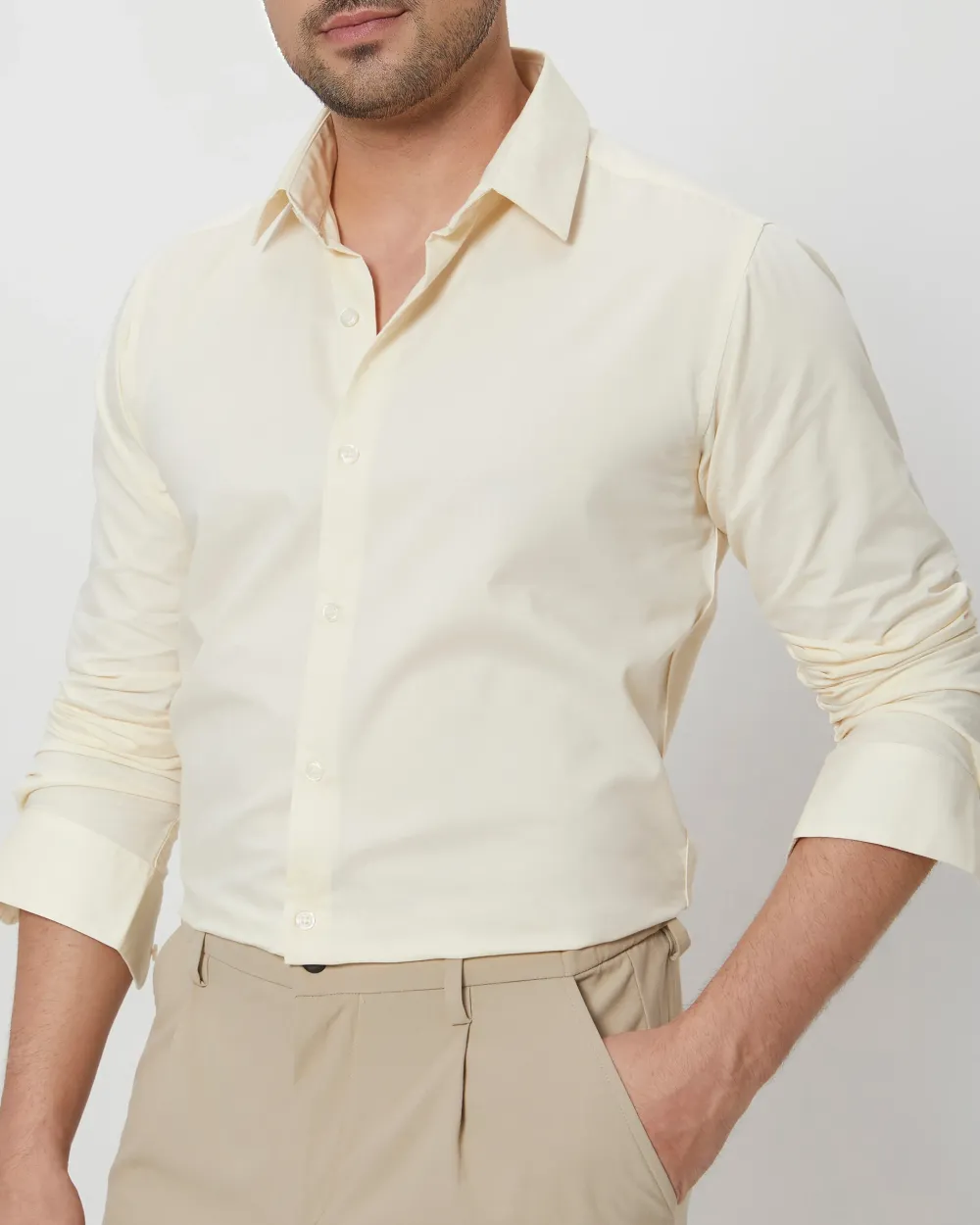 Leisure Soft And Comfortable Slim-Fit Dark beige Shirt