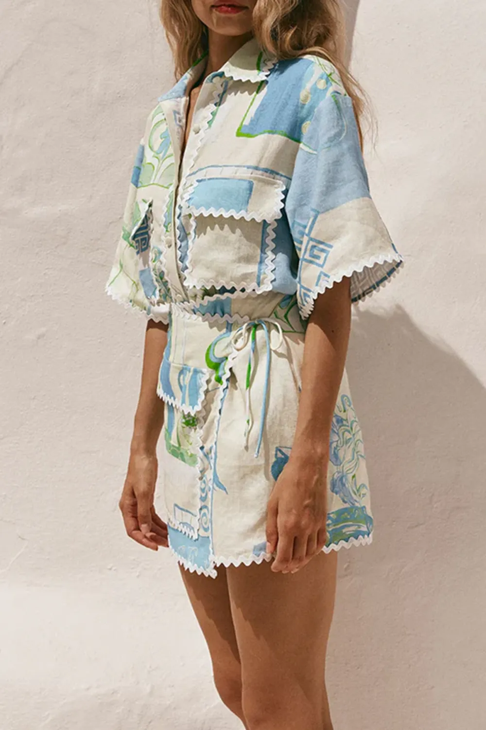 Patchwork Print Mini Skirt