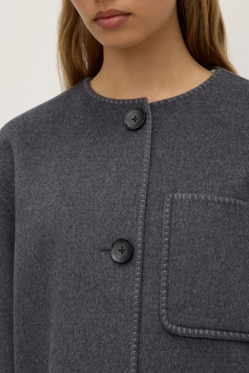 Coat With Carpet Style Stitching