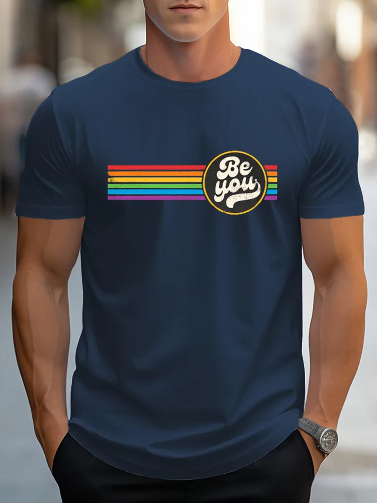 LGBTQ Be You Gay Pride LGBT Ally Rainbow Flag Retro Vintage T Shirt
