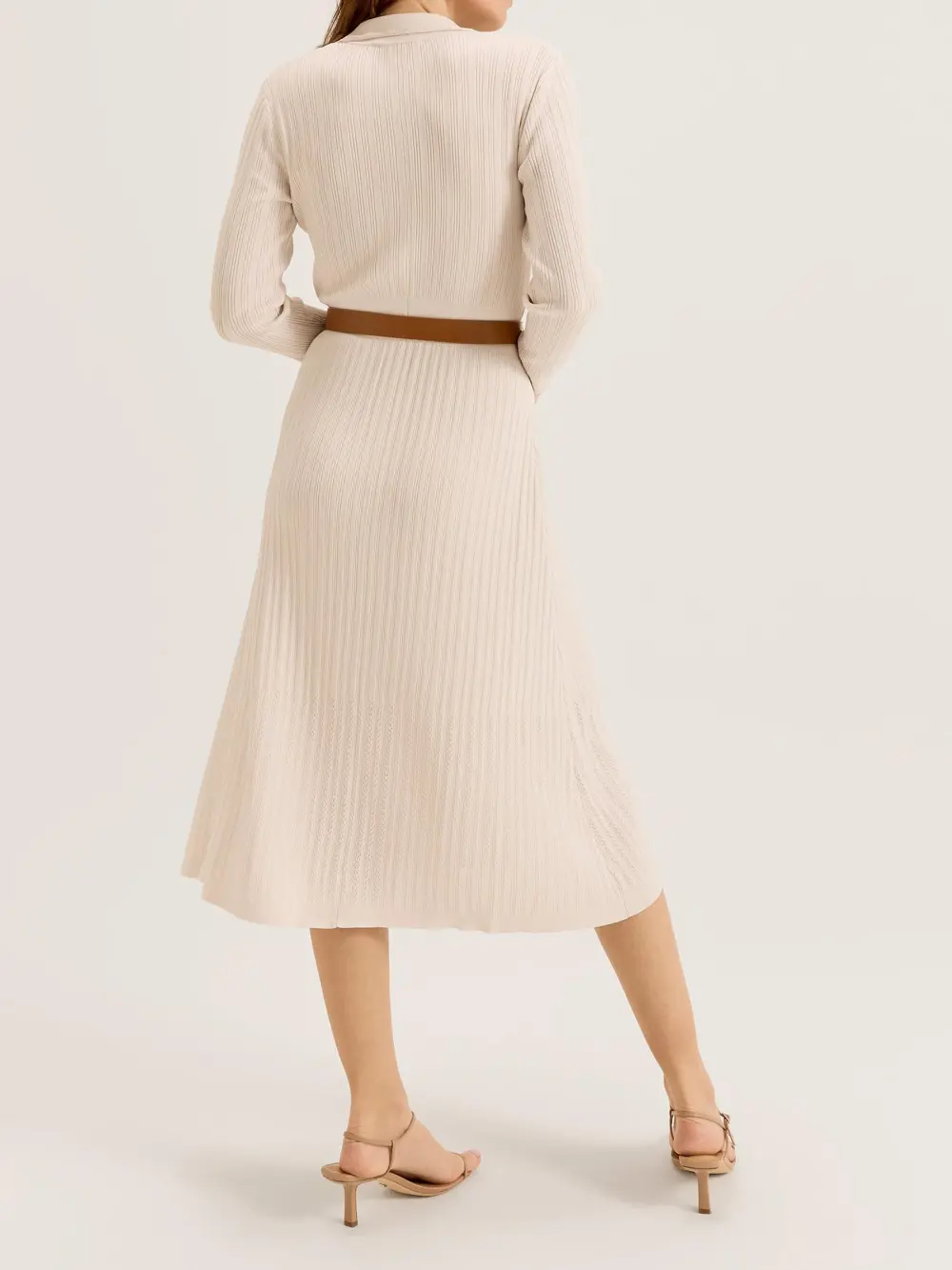 Ribbed Knit Short Sleeve Midi Dresses
