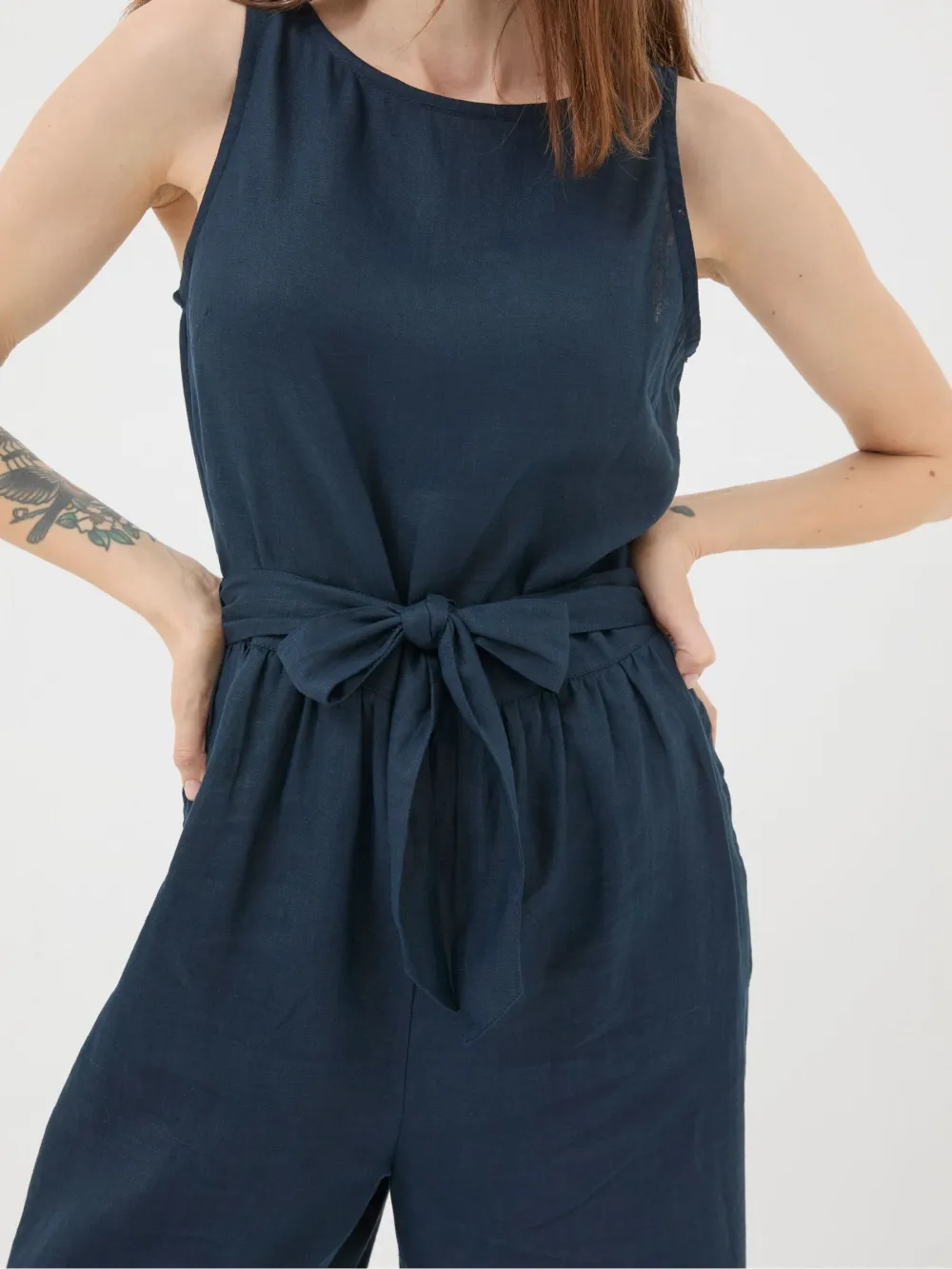 Blue Linen Jumpsuit