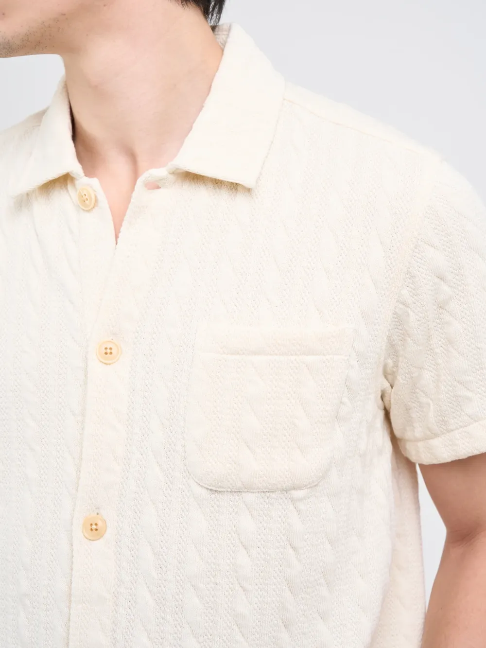 Cream Casual Style Short Sleeve Shirt