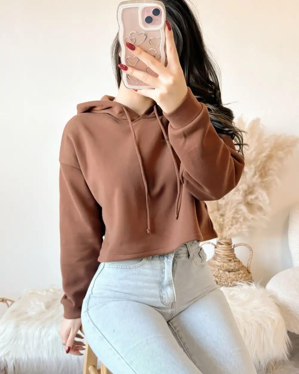EVERYDAY BASIC CROP HOODIE (FOREST)