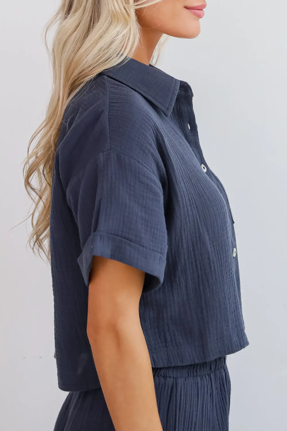 Too Perfect Charcoal Linen Blouse