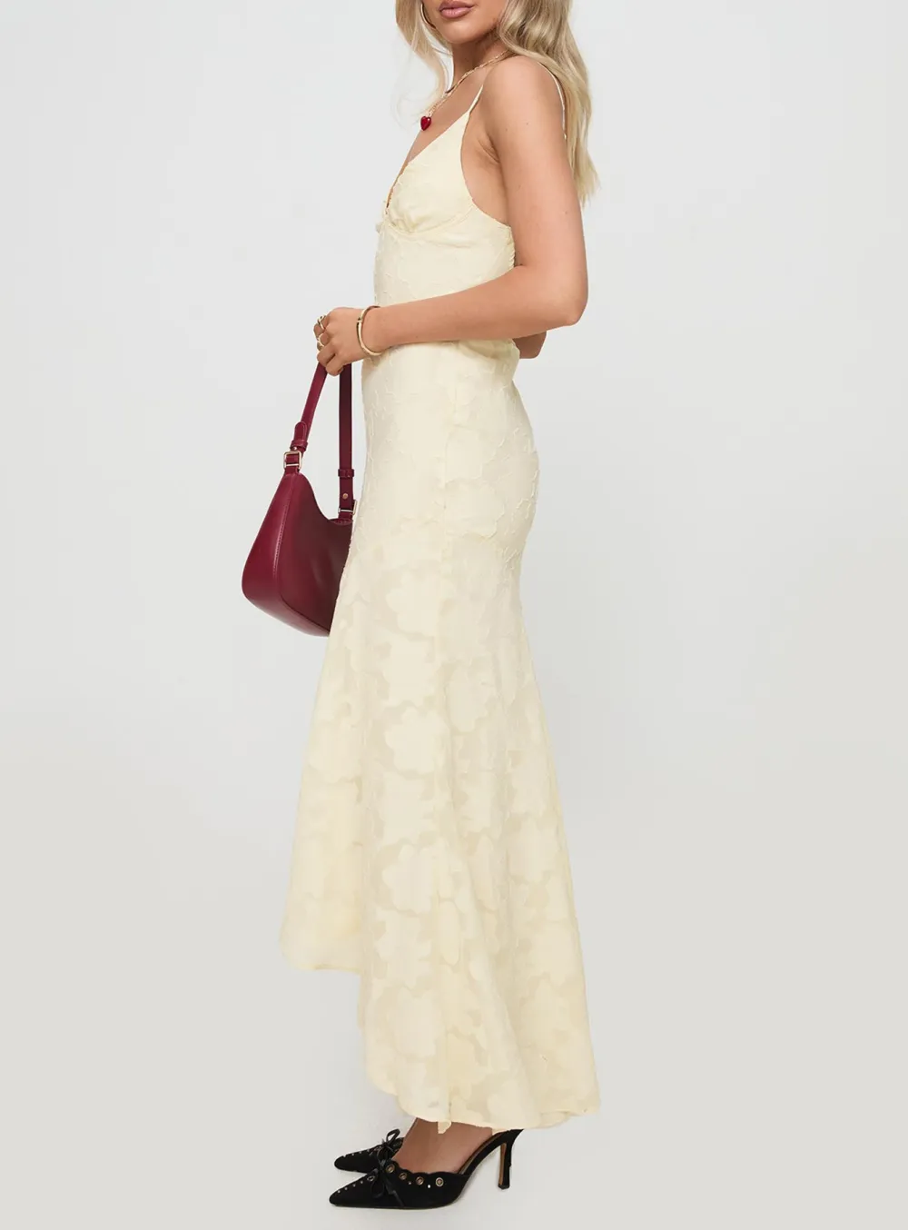 Lace Trimmed Spaghetti Strap Maxi Dress