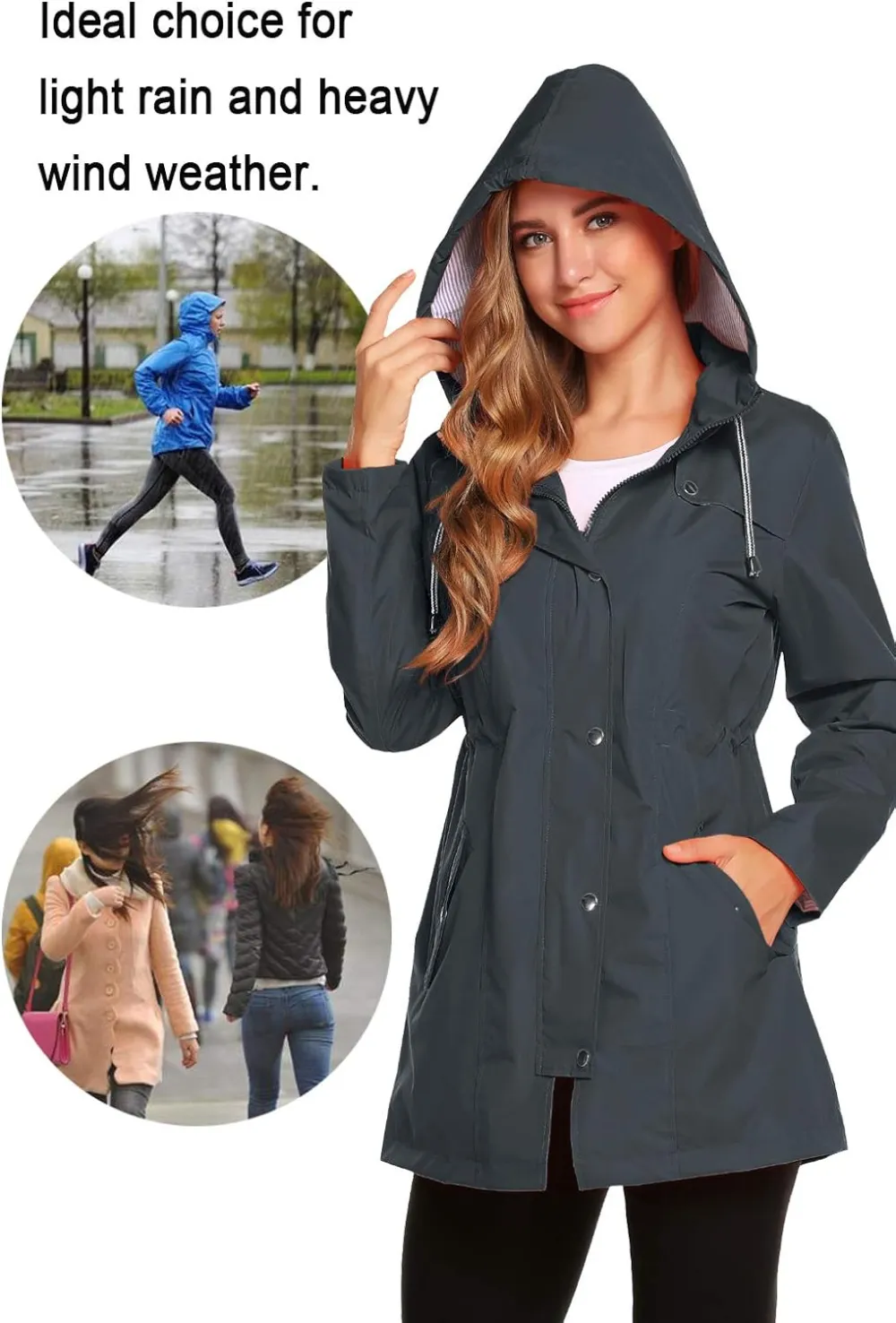 Womens Lightweight Hooded Waterproof Active Outdoor Rain Jacket S-XXL