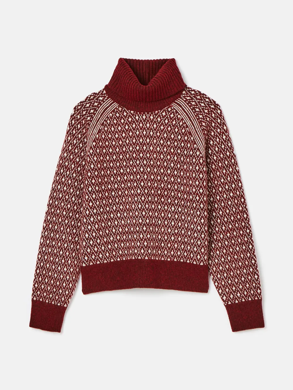 Cream/Navy Patterned Jumper with Detachable Roll Neck