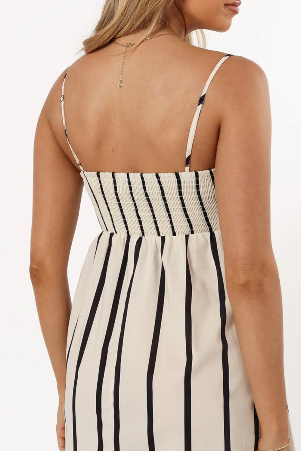 CREAM STRIPE MIDI DRESS