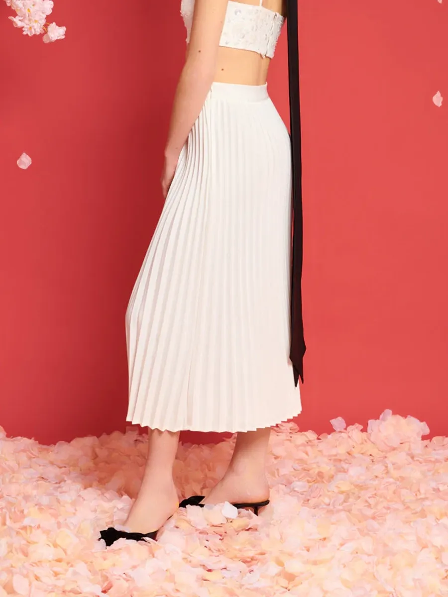 Casual Pleated Midi Skirt