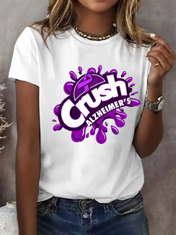 Women'S Crush Alzheimer'S Printed Round Collar T-Shirt