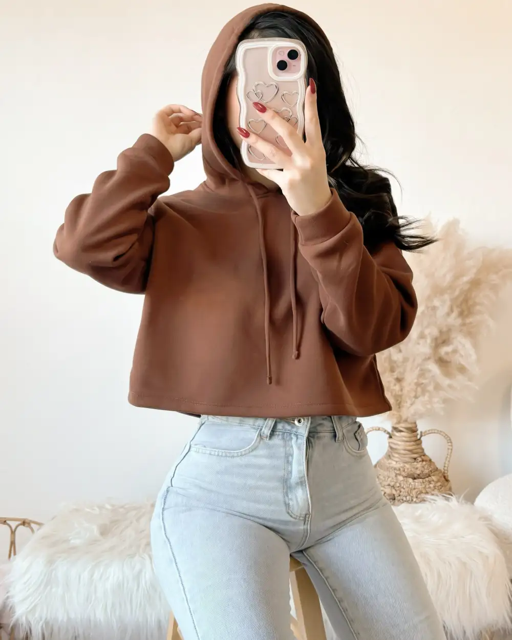 EVERYDAY BASIC CROP HOODIE (FOREST)