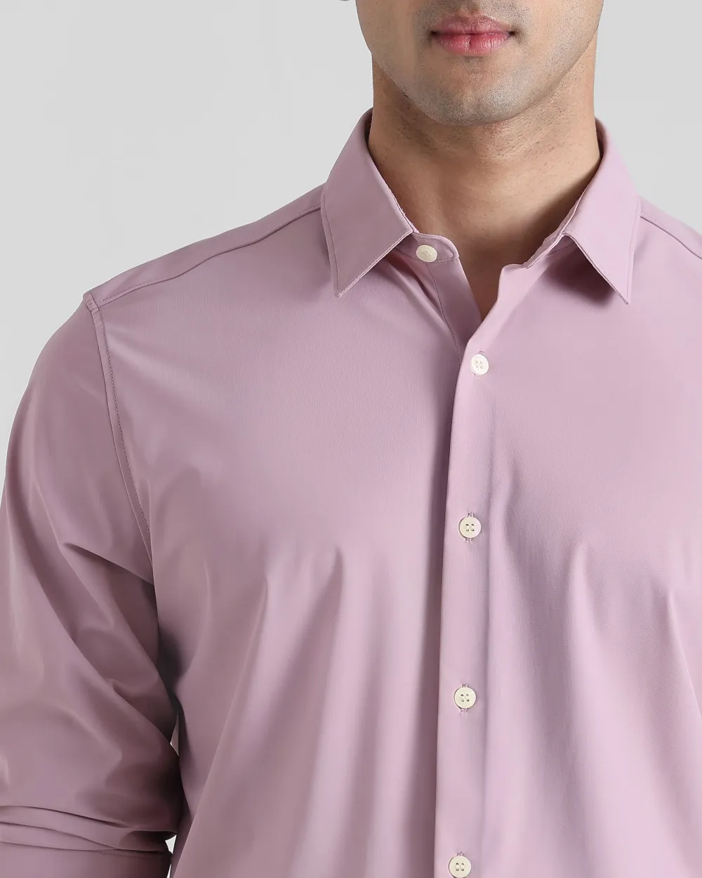 Leisure Soft And Comfortable Slim-Fit Lilac Shirt