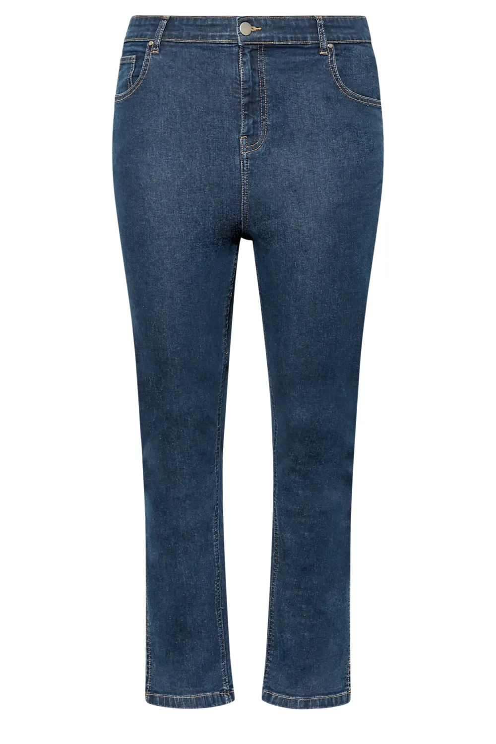 YOURS Curve Black Side Split Stretch Straight Leg Jeans