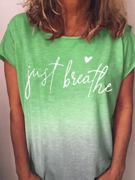 Letter Crew Neck Casual Shirts & Tops