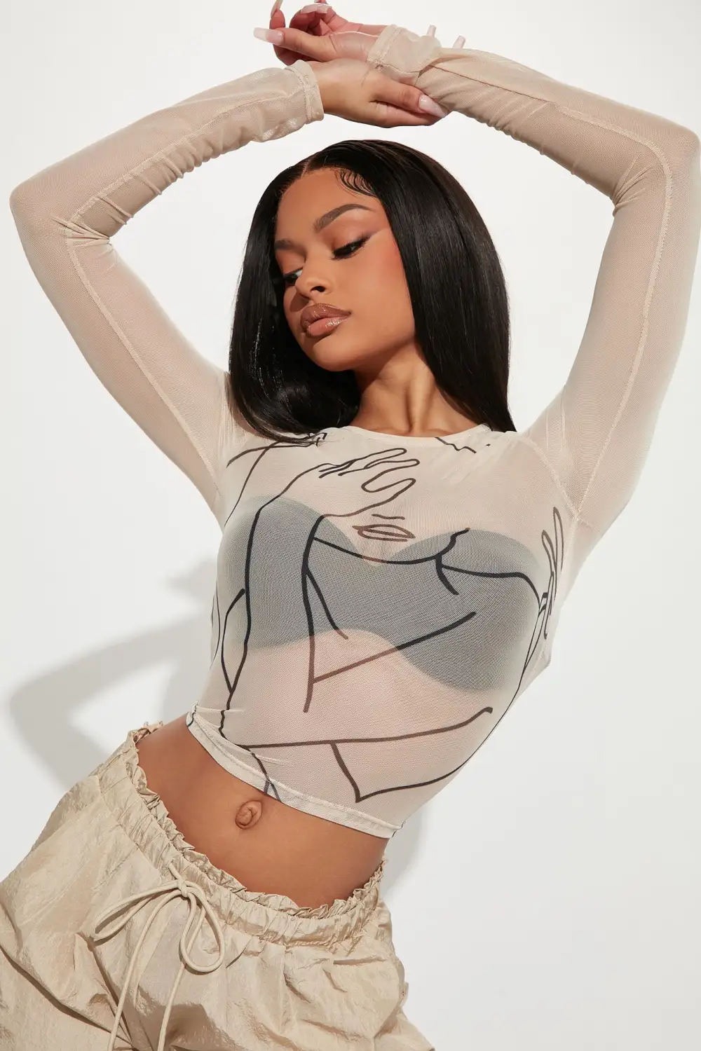 Art Of Love Mesh Top - Taupe