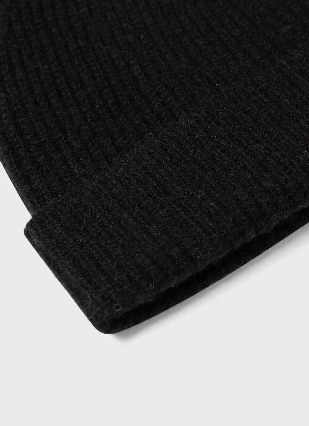 Cashmere Ribbed Hat - Black