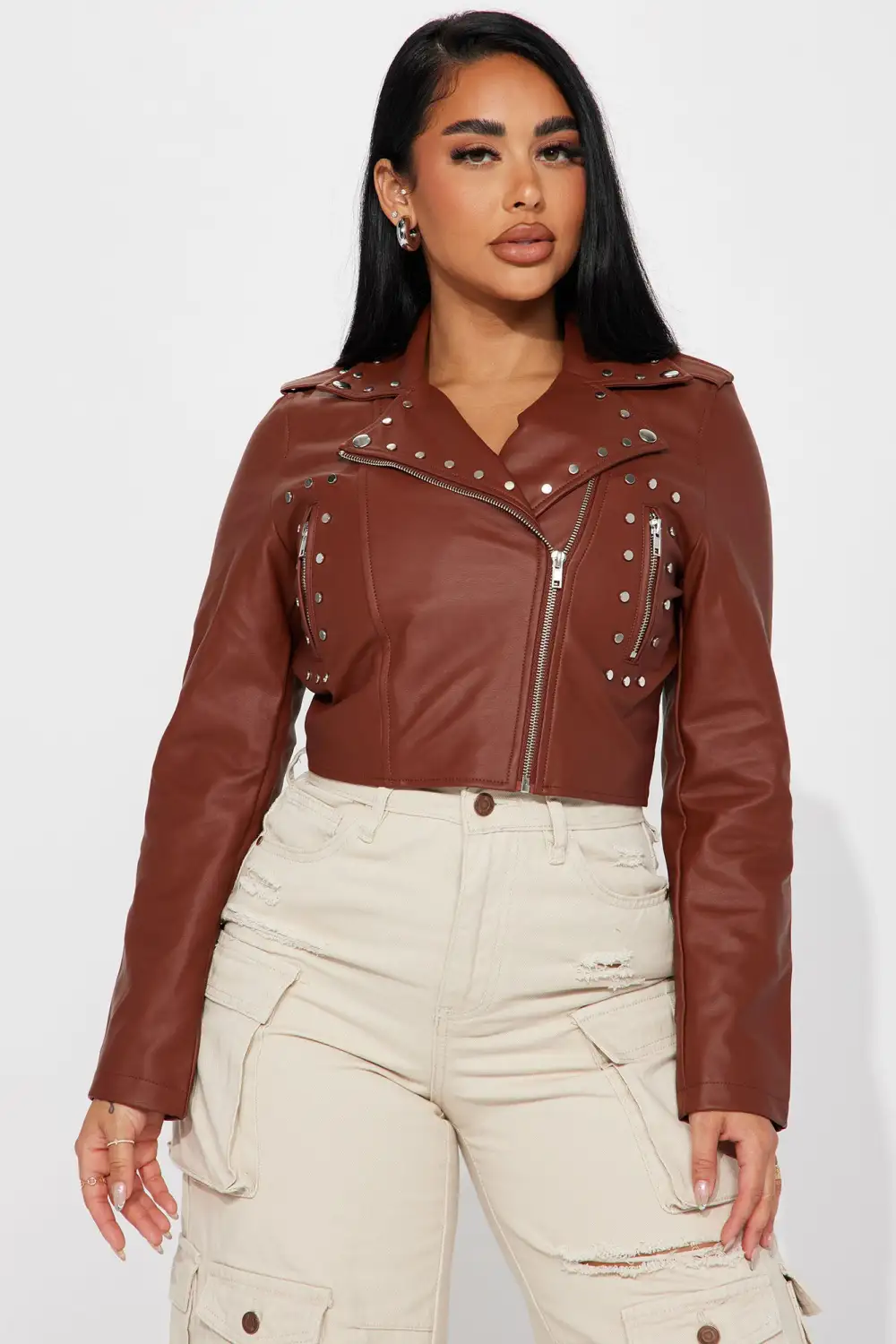Such A Stud Moto Jacket - Brown