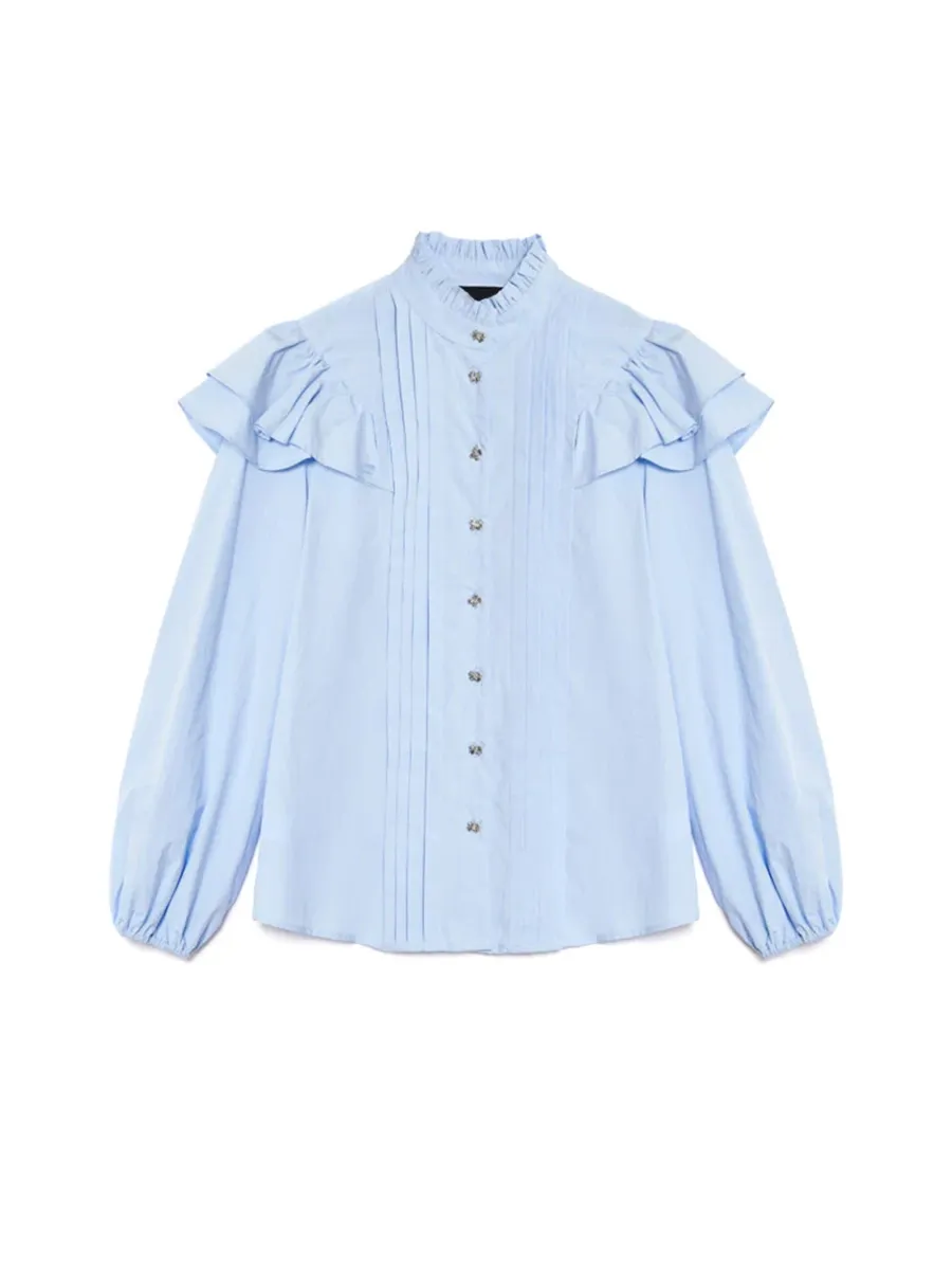 Casual Style Ruffle Blouse
